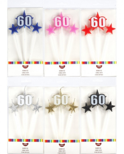 Number 60 Star Candle